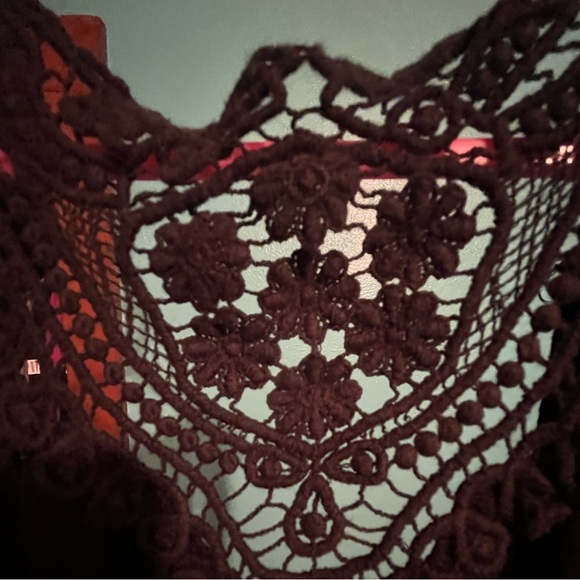 Thin laced & flowy open front Black EYELASH COUTURE BRAND size small tank cardi - Picture 5 of 6